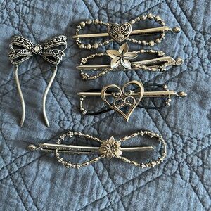 Lila Rose Silvertone Hair Accessories - clips